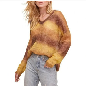 ASTR the Label Yellow Ombré V-neck Sweater Women’s Small